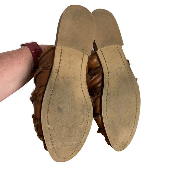 Seychelles Survival Cozy Mule Slides Leather Faux Fur Tan Size 8.5 - Picture 7 of 8